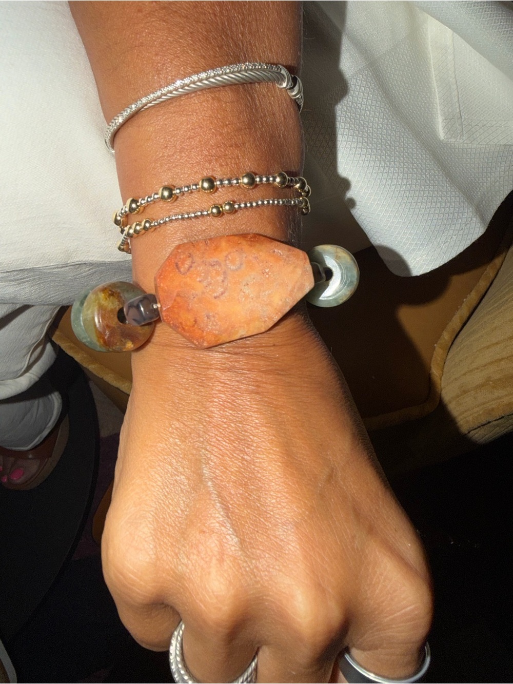 Handcrafted fossil coral Stone Bracelet - Women Jewelry